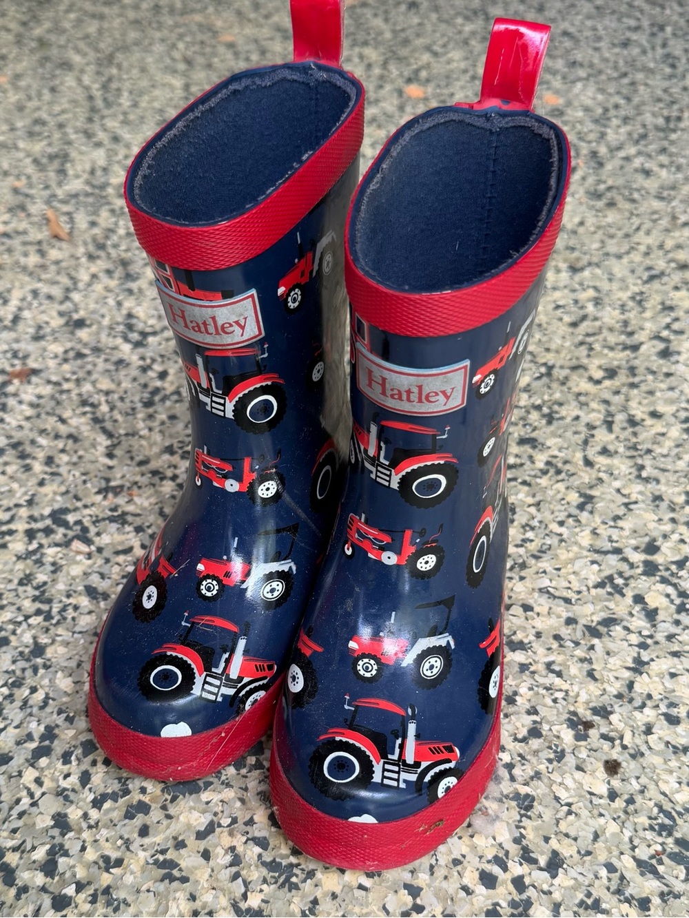 Hatley Navy & Red Tractor Rain Boots